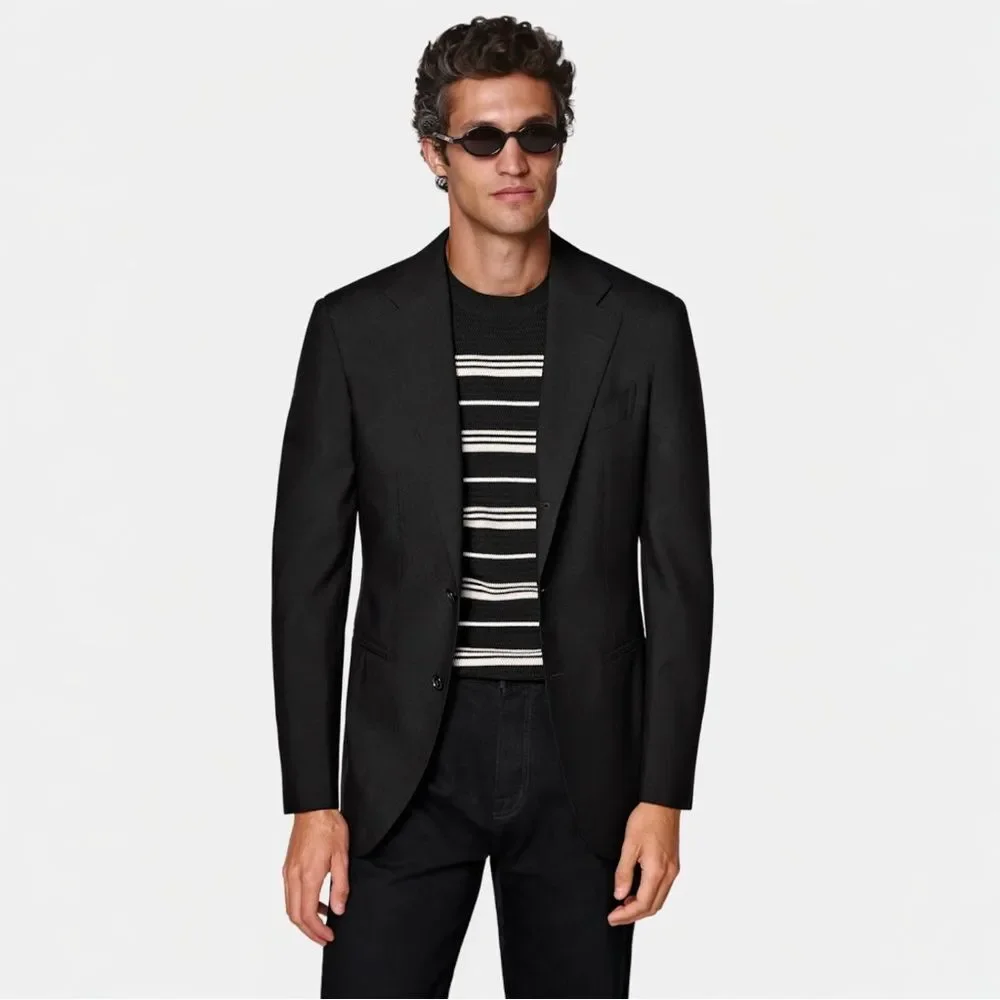SuitSupply Havana Jetted Unlined Wool 4Ply Blazer 44S Black Rogna Quiet Luxury